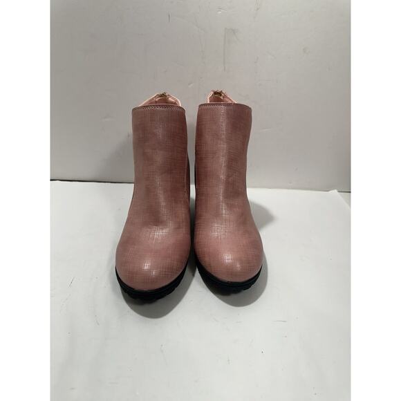 Secret Celebrity Alana Pearlized Pink Sz 8 Ankle Boots Zipper Booties Women NEW - Picture 2 of 8